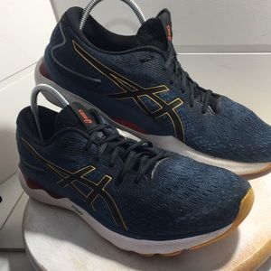 Asics Navy Blue and Gold Men's Running Sneakers